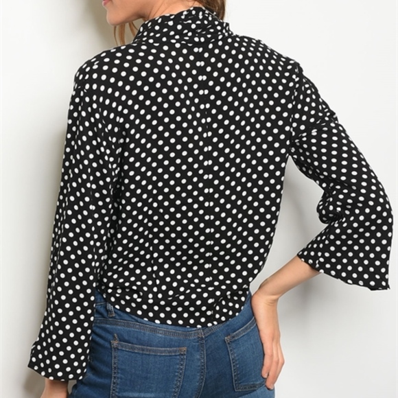 LAST 1! CLASSIC BLACK W/ WHITE POCODOT TOP - Picture 2 of 3